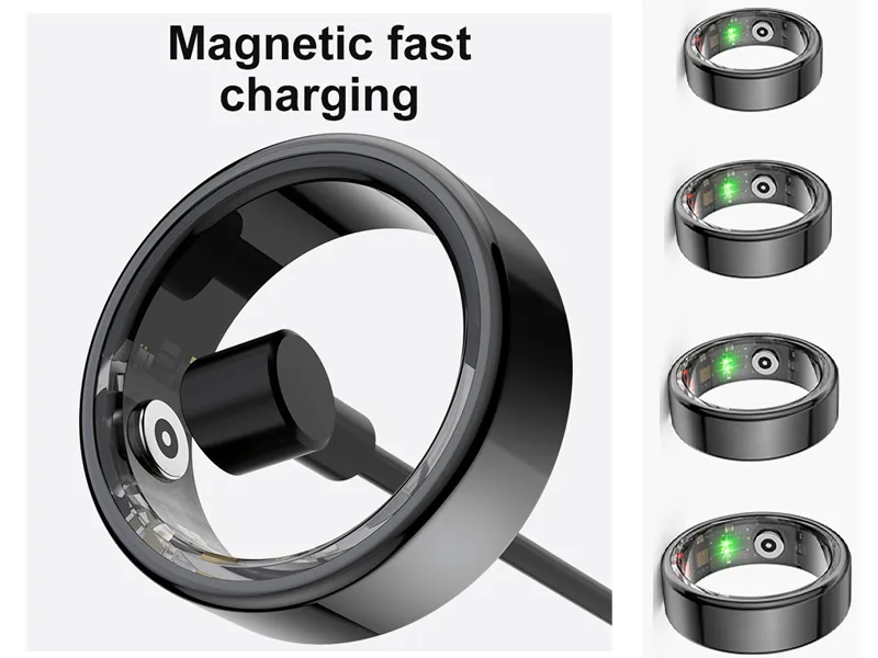 Smart Ring,Fitness Tracker Ring,Sleep Tracker Ring-Health Heart Rate, Oximetry, Sleep, Exercise Monitoring, Compatible with iOS and Android(Black, US-10) 11 Blood pressure oxygen sleep heart rate ring