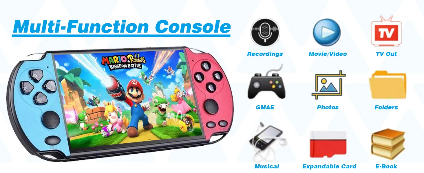 X7Plus 5.1-inch Portable Retro Handheld Game Console, Support 10500+ Free Games PS1/GBC/GBA/FC/MD/Arcade, Dual Joystick Console/MP3/MP4/MP5/Video/Music Birthday Gift for Kids๏ผRed & Blue๏ผ 13 X7Plus 5.1-inch Portable Retro Handheld Game Console, Support 10500+ Free Games PS1