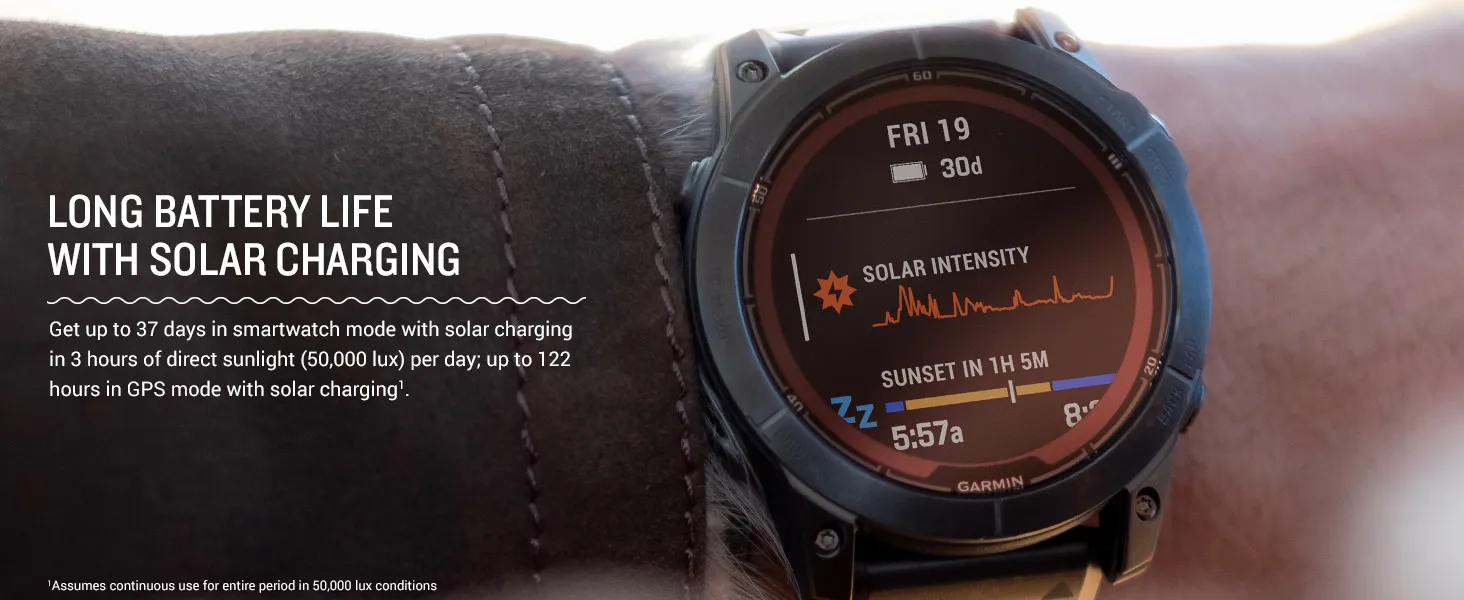 Garmin fฤnix 7X Pro Sapphire Solar, Multisport GPS Smartwatch, Built-in Flashlight, Solar Charging Capability, Fog Gray/Ember Orange 10 Garmin fenix 7 Pro Series