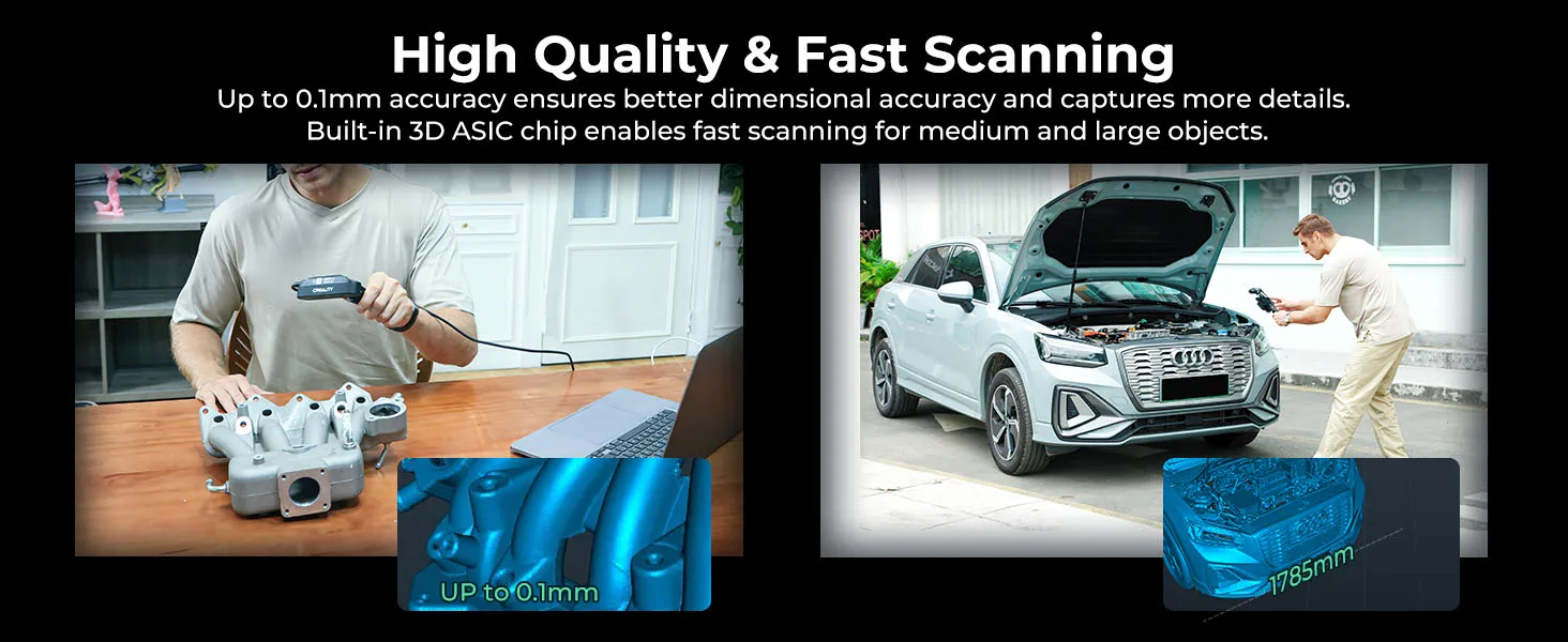 Creality 3D Scanner CR-Scan Ferret Pro for 3D Printing, Upgrade Handheld Scanner with Wireless Scanning Anti-Shake Tracking, Fast Full-Color Scan, 0.1mm Accuracy for iOS/Android Phone PC Win 10/11 13 3d scanner