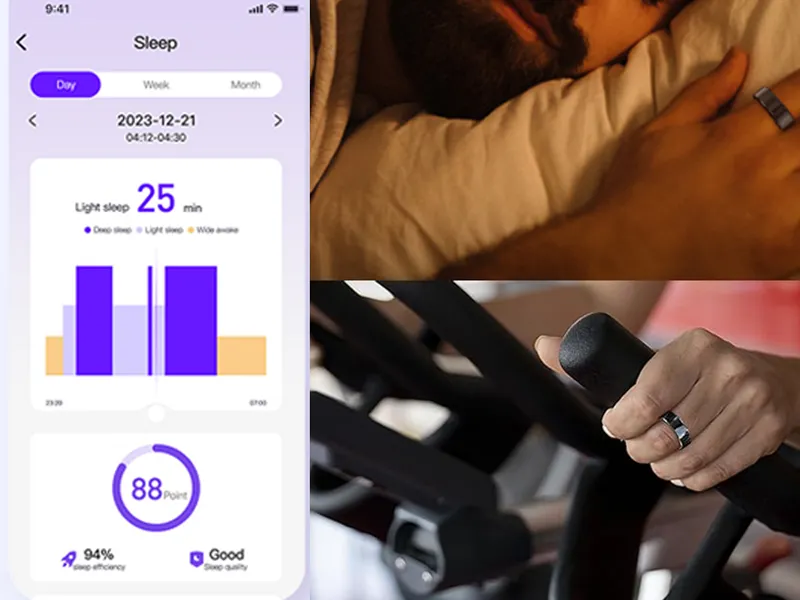 Smart Ring,Fitness Tracker Ring,Sleep Tracker Ring-Health Heart Rate, Oximetry, Sleep, Exercise Monitoring, Compatible with iOS and Android(Black, US-10) 9 smart ring sleep tracker