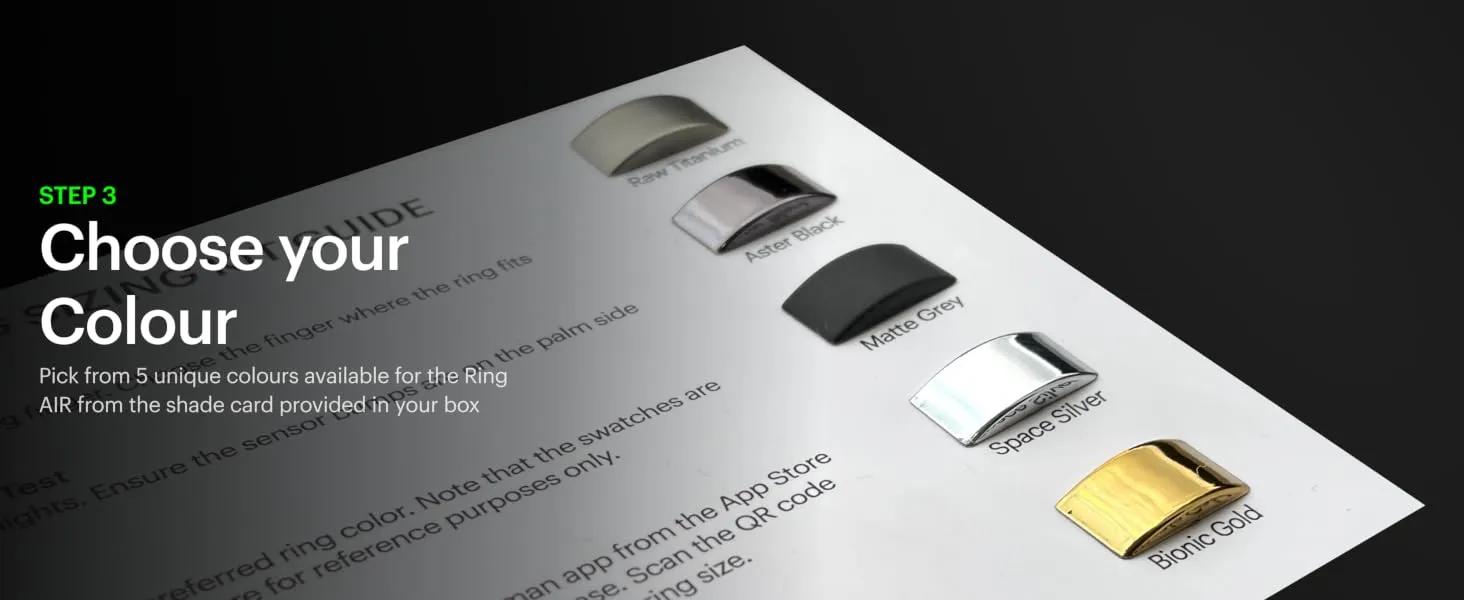 Ring AIR-Smart Ring Health Tracker, Size First with Ultrahuman Sizing Kit, Sleep Tracker, Smart Ring for Men/Women, Fitness Tracker (Size 9) 6 Pick from 5 Unique colours available for Ring AIR from the shade card provided in your box