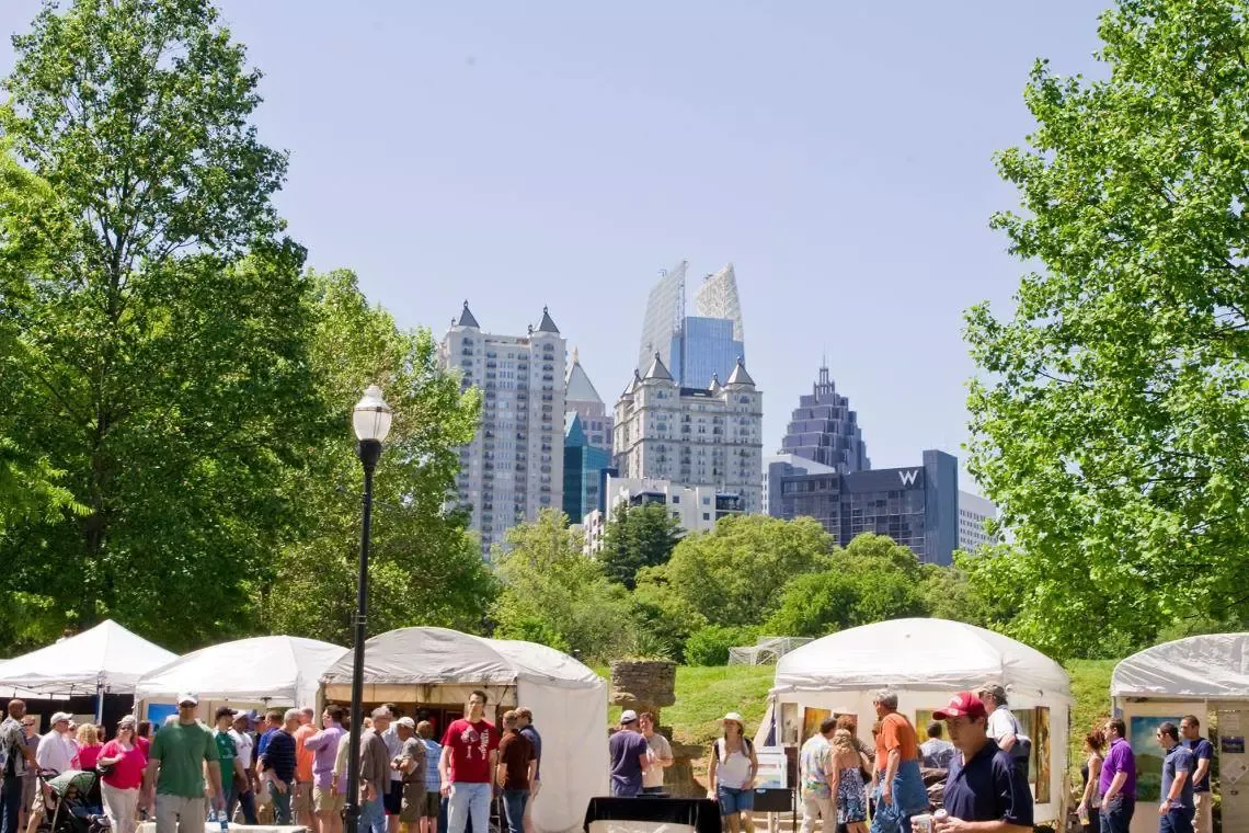 dogwood-festival-piedmont-park-atlanta-skyline housing market Atlanta inventory trends and sales data 2025