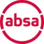 Red "absa" logo in lowercase letters, encircled by a red semi-circular line on a white background.