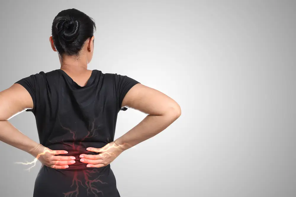 Woman with back pain.