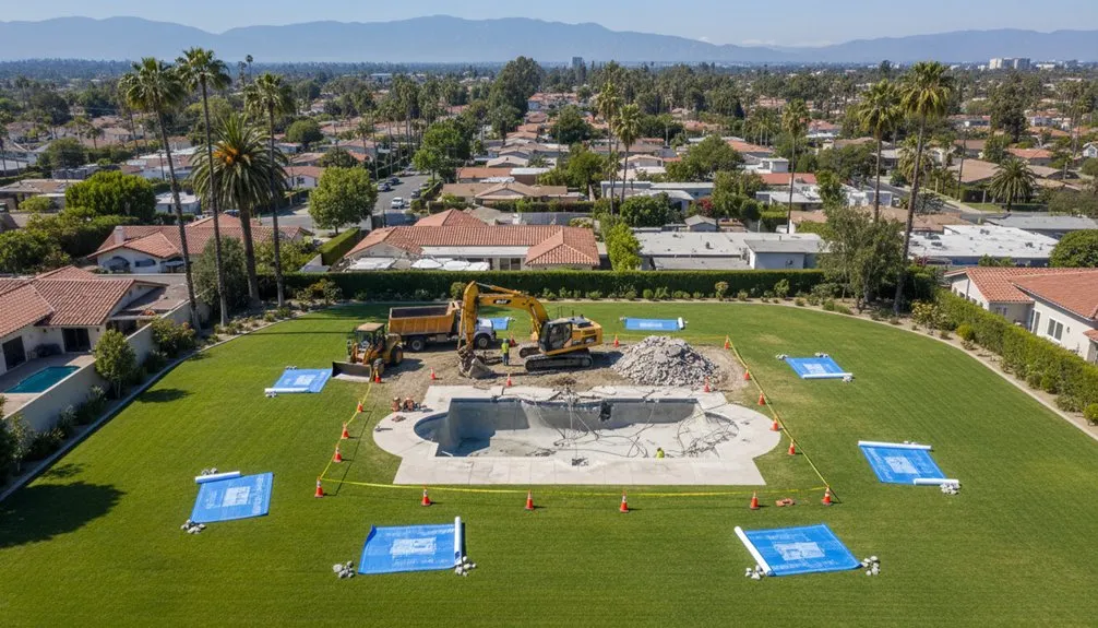 Editorial illustration of an existing pool removal project