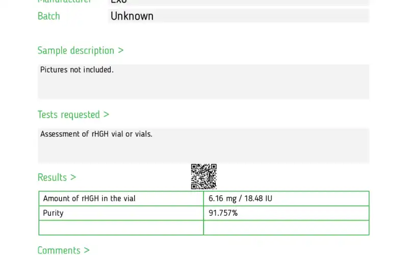 HGH testad till 6.16mg / 18.48iu