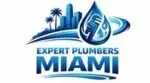 an image of plumbing tools, and a water droplet alongside the Miami skyline and the text "Expert Plumbers Miami" combined within a logo representing the reliable plumbing services from Expert Plumbers Miami across metro Miami FL areas