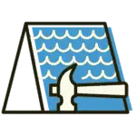 Fabre Occitanie - Une icône bleue et blanche avec un marteau et un toit, représentant le carreleur Tarn-et-Garonne.