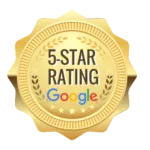 Gold seal showing a 5 star Google rating for The Lopez Law Group