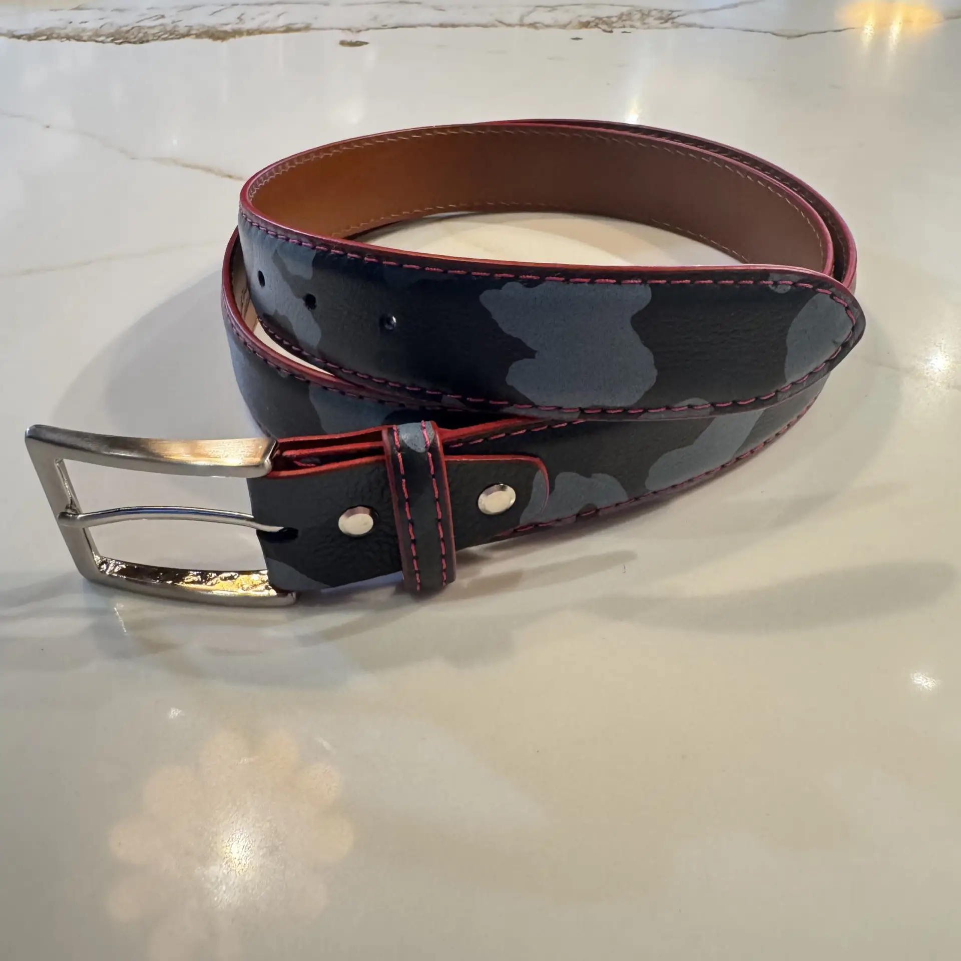 FKC Italian Leather Belt (Camo Blue)