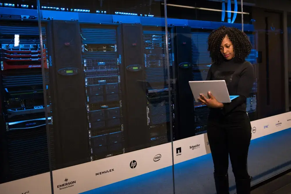 IT engineer configuring backup server for data recovery in Business Bay office