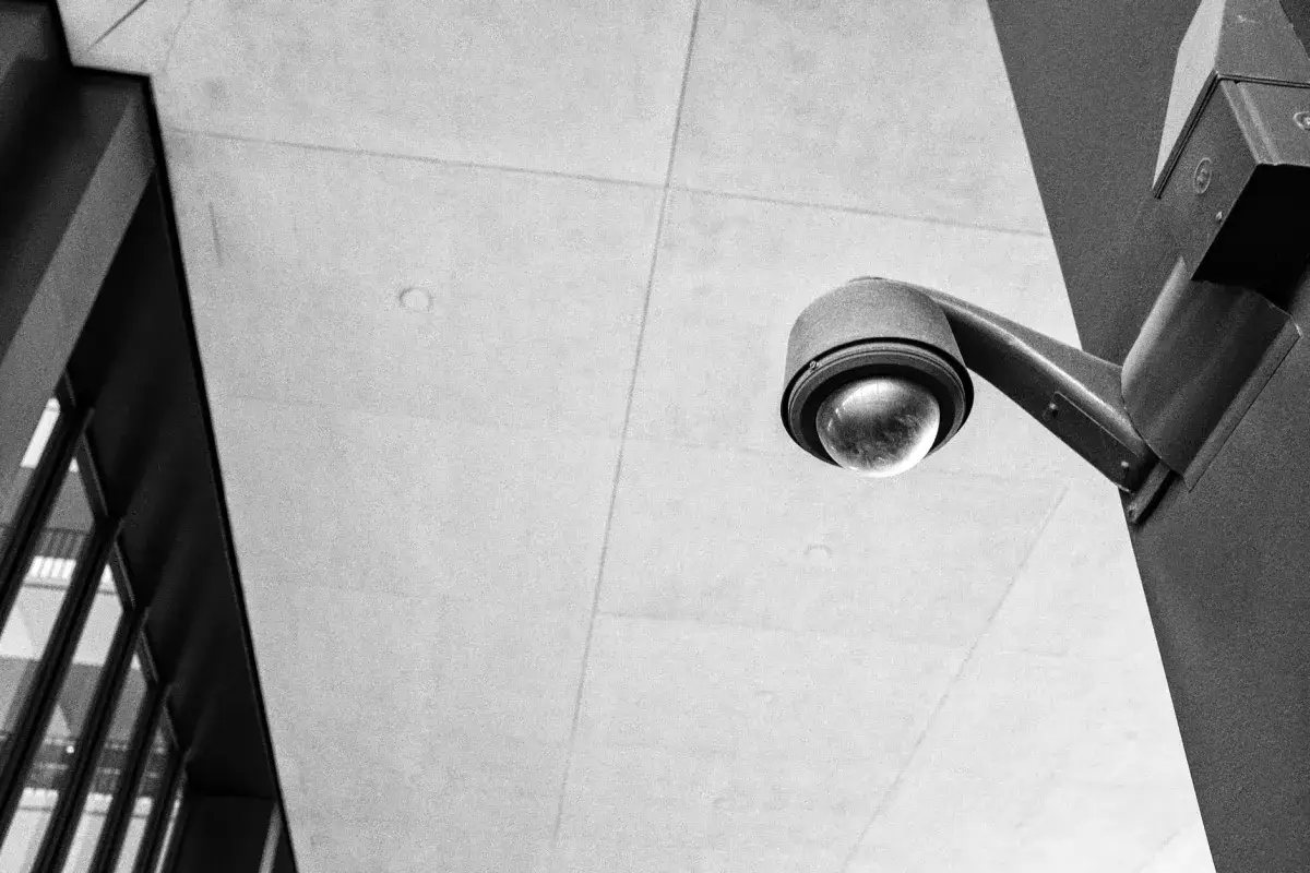 CCTV security camera installed at a commercial office entrance in Deira Dubai