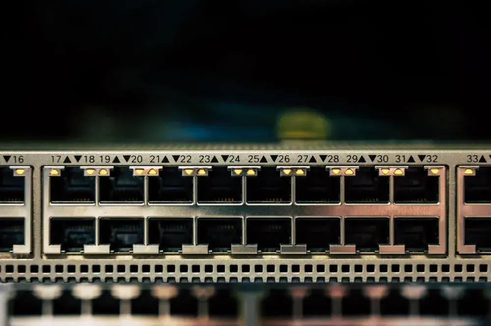 Managed network switch and structured cabling in a small business server room in Dubai