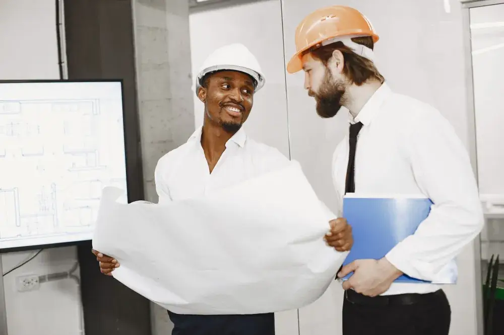 IT technician conducting a site survey for managed IT services at a Dubai South office