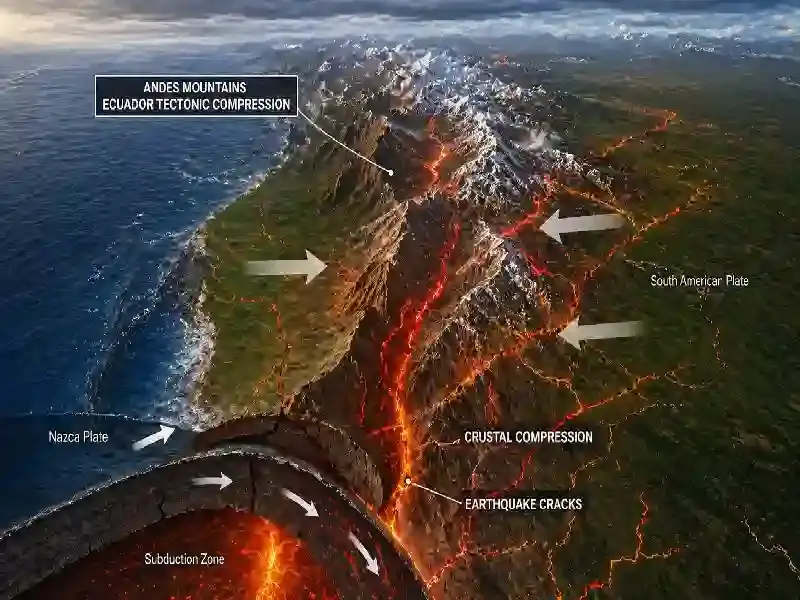 Andes mountains Ecuador tectonic compression