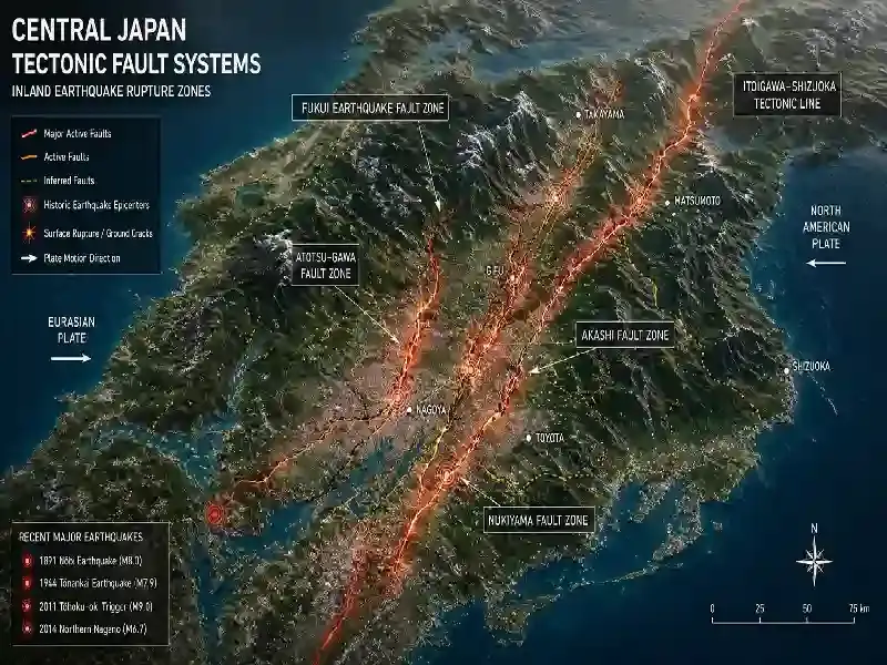 Central Japan tectonic fault systems