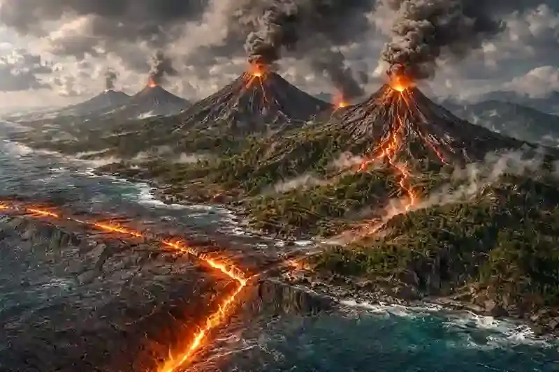 Java volcanic arc tectonic plate boundary