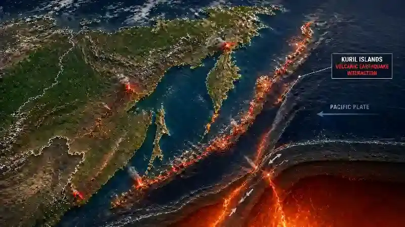Kuril Islands volcanic earthquake interaction