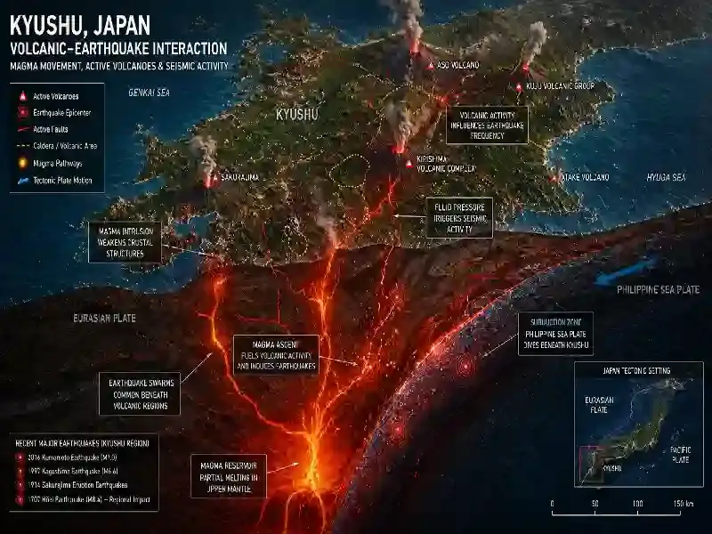Kyushu Japan volcanic earthquake interaction