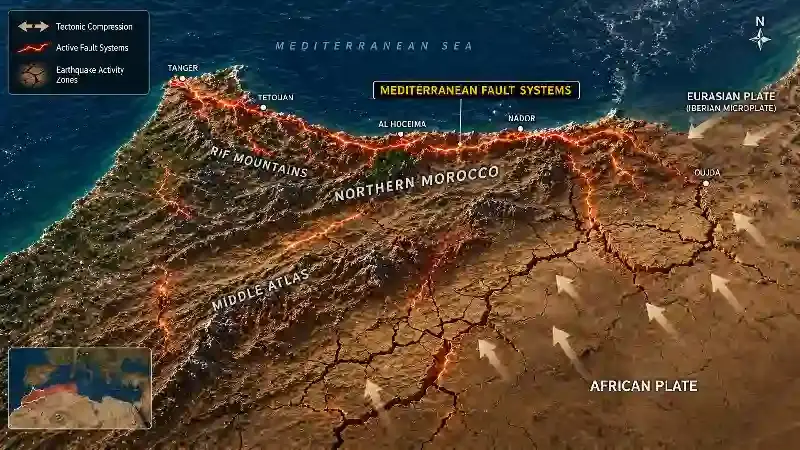 Northern Morocco Mediterranean fault systems