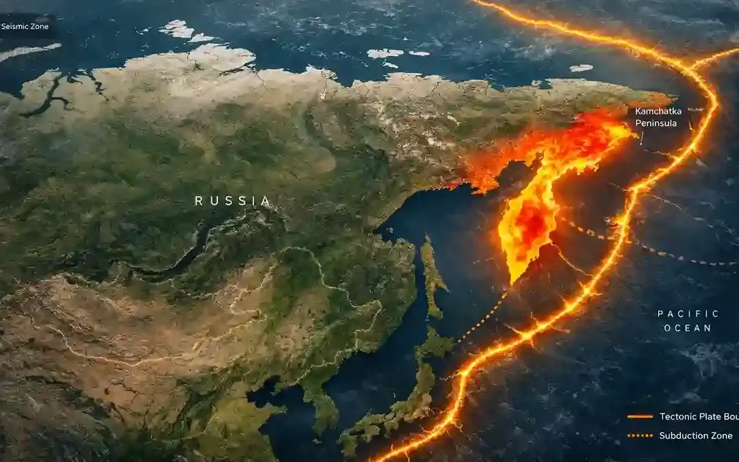 Russia earthquake map showing Kamchatka and major seismic zones
