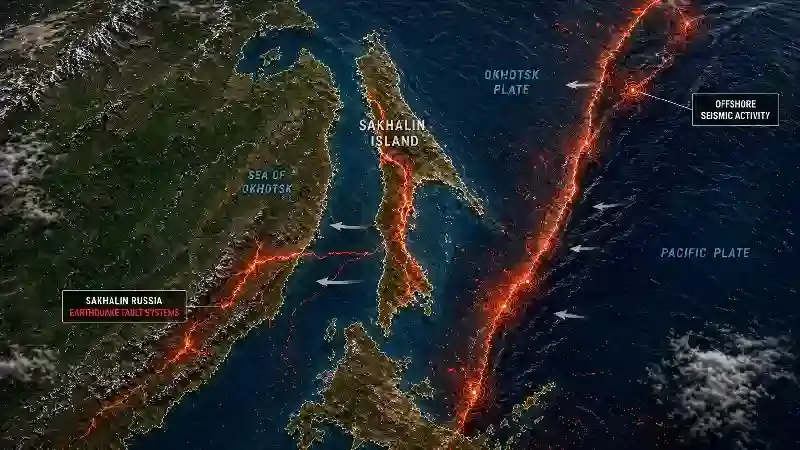 Sakhalin Russia earthquake fault systems