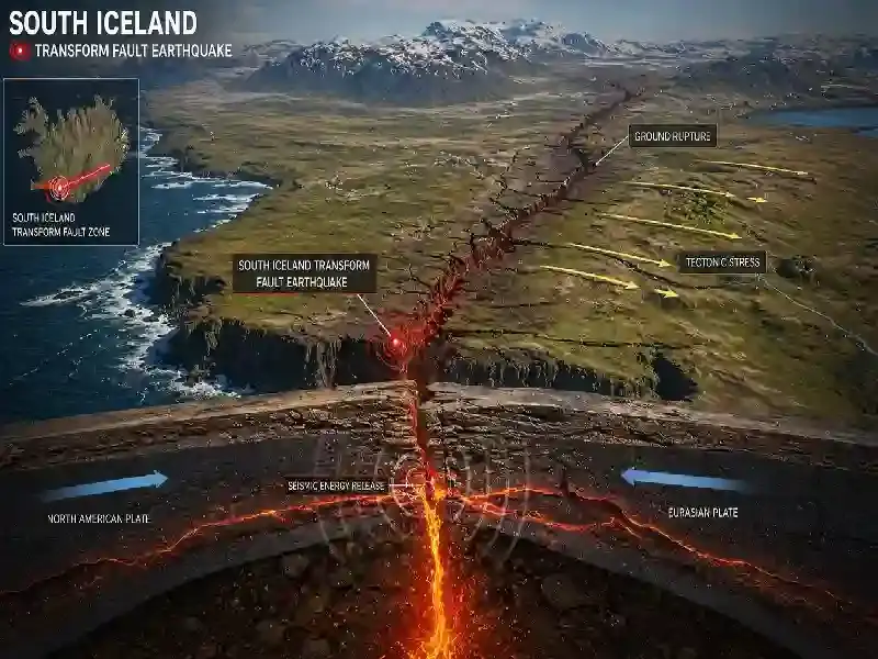 South Iceland transform fault earthquake