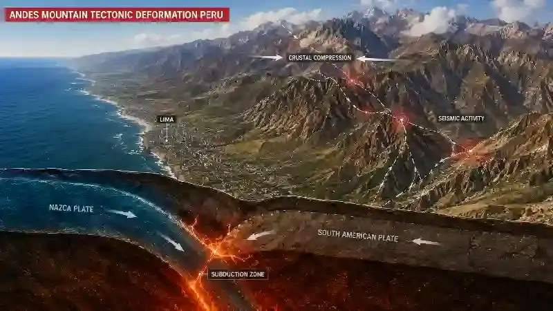 Andes mountain tectonic deformation Peru