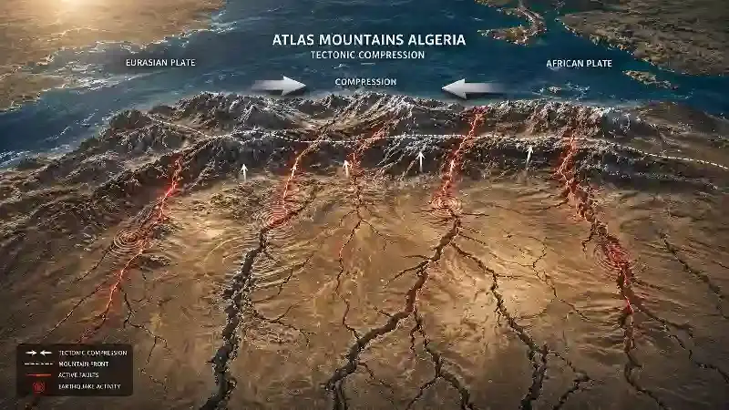 Atlas Mountains Algeria tectonic compression