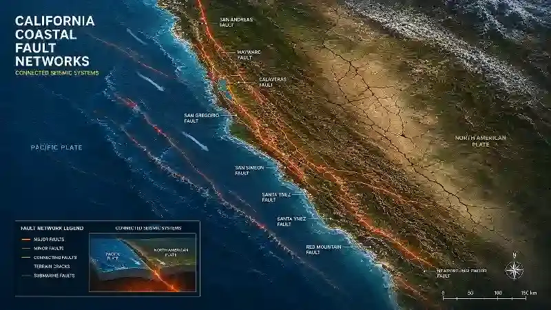 California coastal fault networks