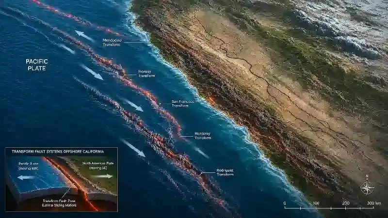 California offshore transform fault systems