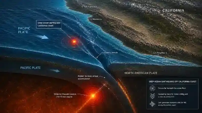 Deep ocean earthquake California coast