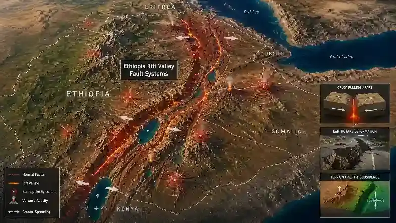 Ethiopia Rift Valley fault systems