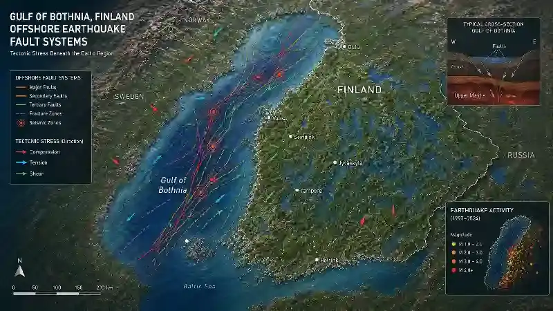 Gulf of Bothnia Finland offshore earthquake fault systems