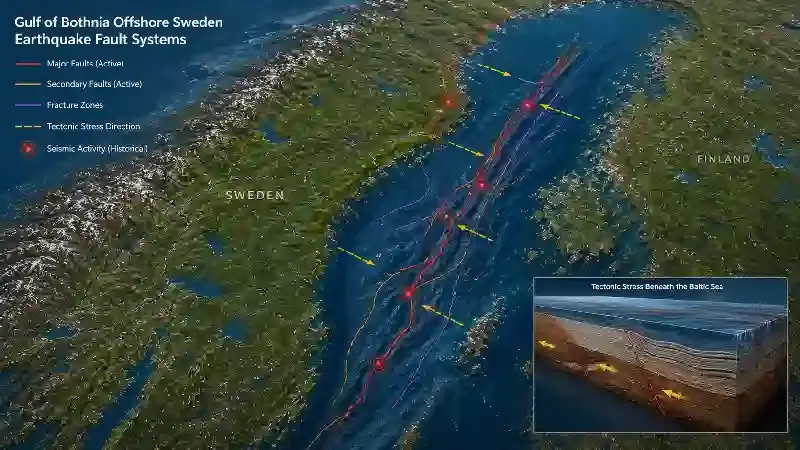 Gulf of Bothnia offshore Sweden earthquake fault systems