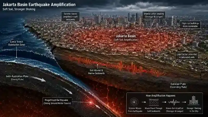 Jakarta basin earthquake amplification