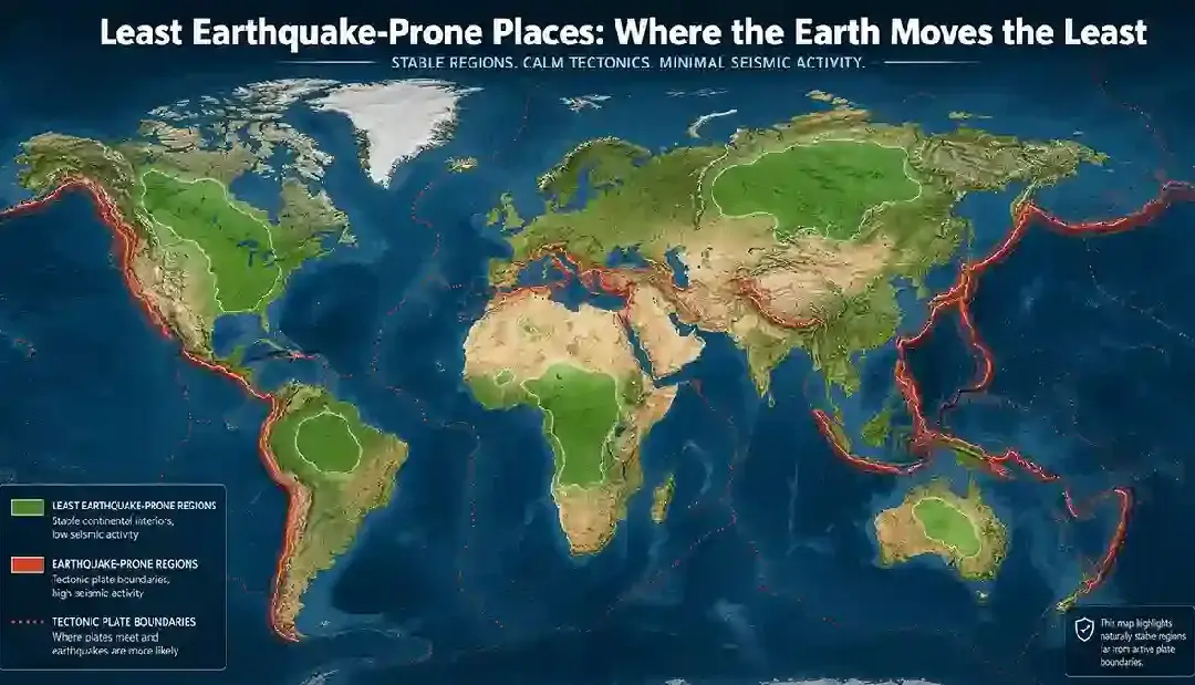 Least Earthquake-Prone Places
