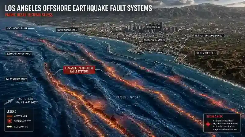 Los Angeles offshore earthquake fault systems