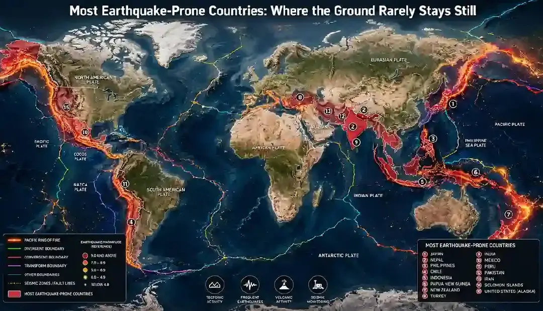 Most Earthquake-Prone Countries
