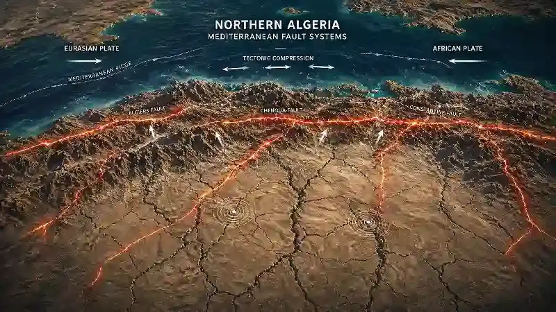 Northern Algeria Mediterranean fault systems
