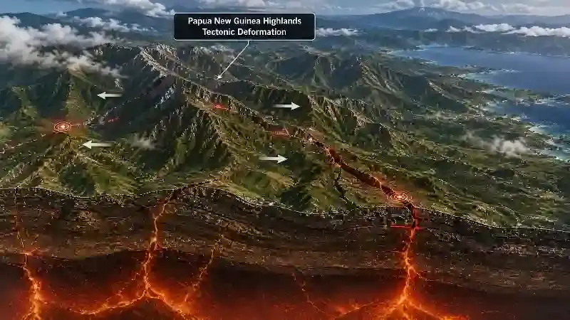 Papua New Guinea highlands tectonic deformation