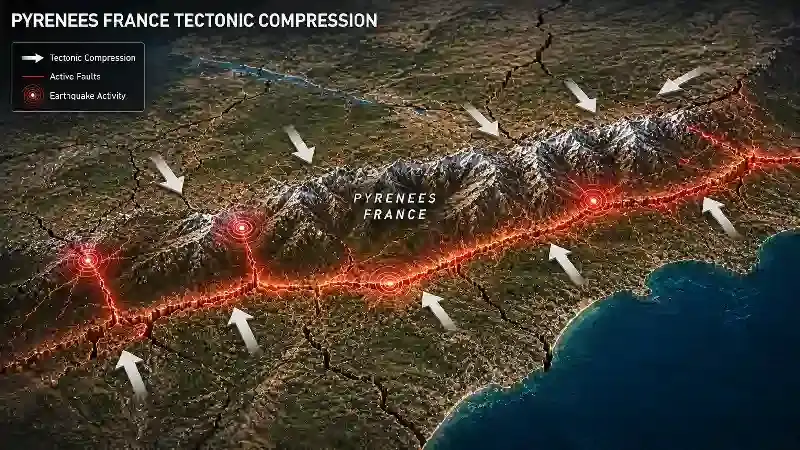 Pyrenees France tectonic compression