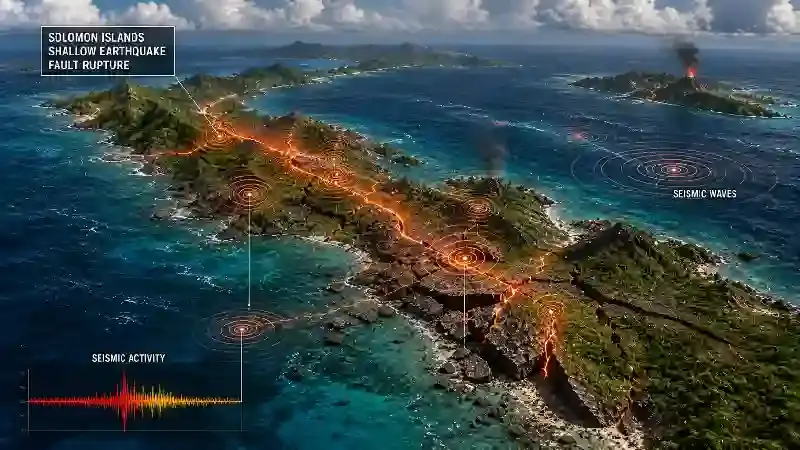 Solomon Islands shallow earthquake fault rupture