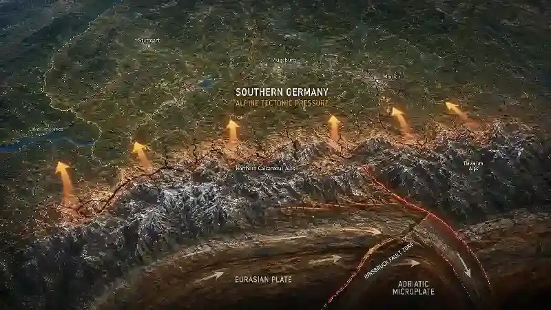 Southern Germany Alpine tectonic pressure