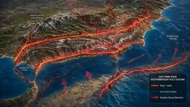 Southern Spain Mediterranean fault systems