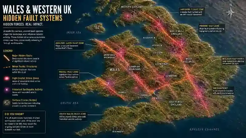 Wales and western UK hidden fault systems