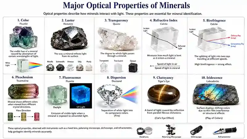 Major Optical Properties of Minerals