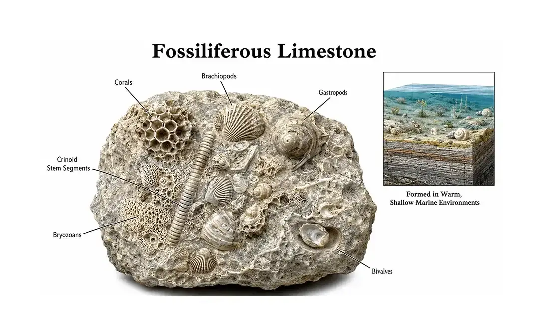 Fossiliferous Limestone: Formation, Properties & Fossils