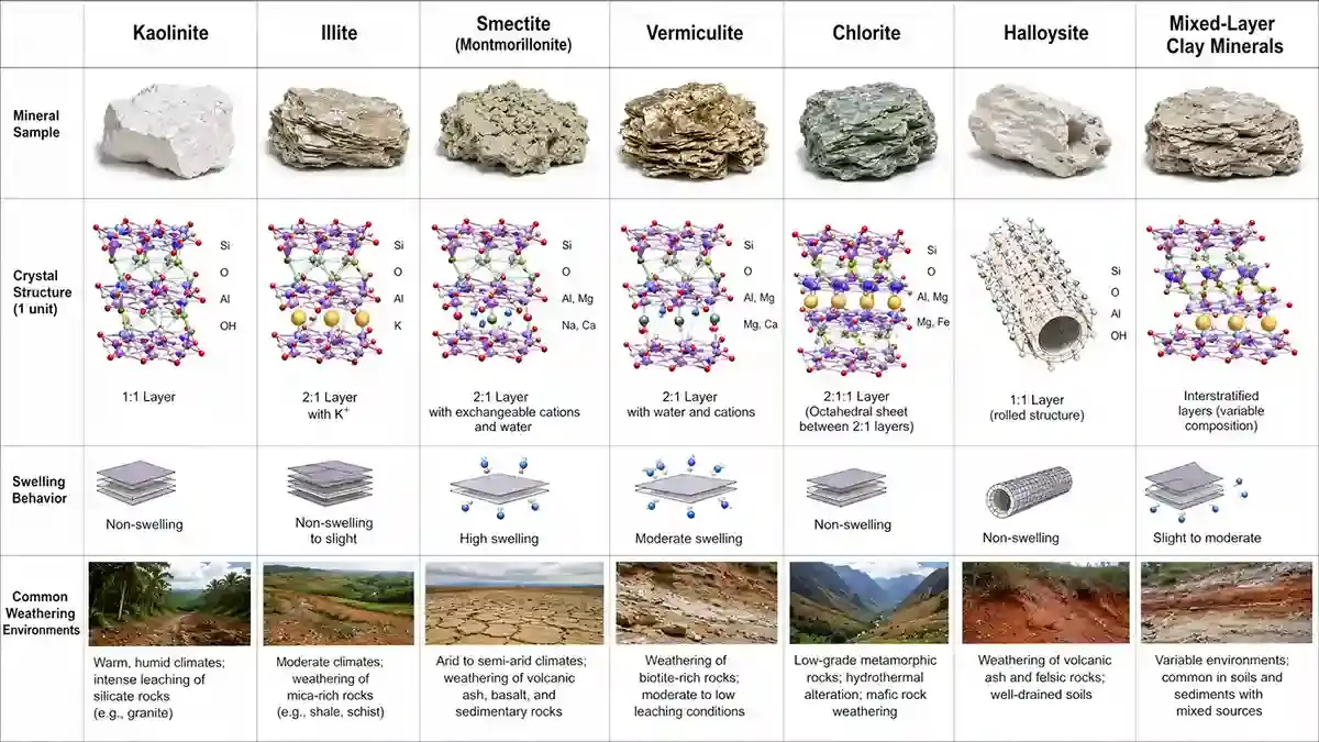 Major Types of Clay Minerals